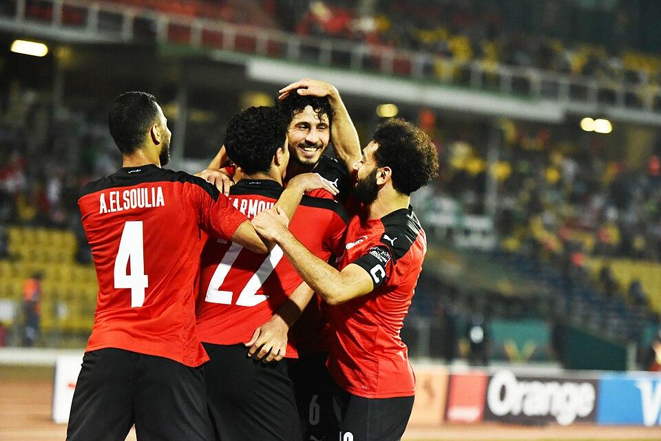 Mohammed Salah celebrates Egypt's win